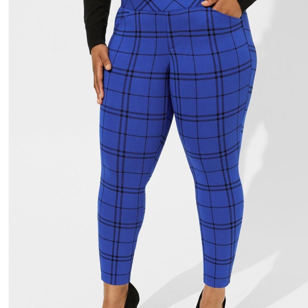 Blue Plaid High Rise Ponte Pant Torrid 6X